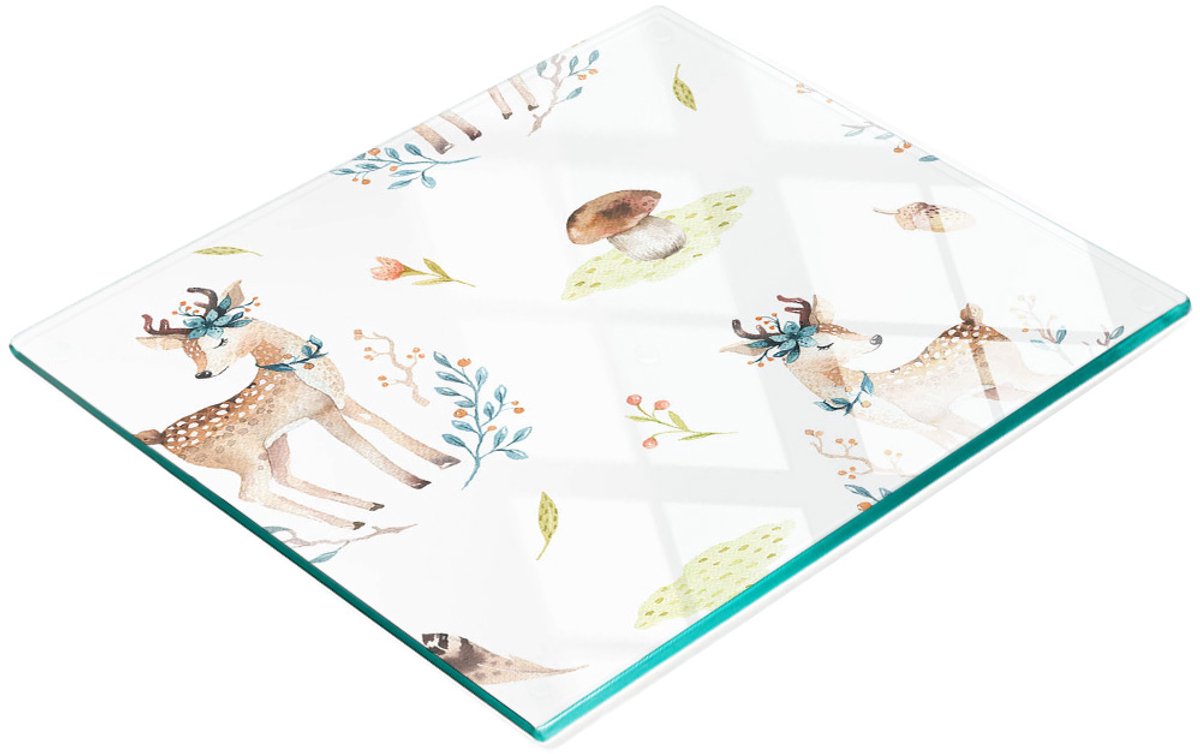 Serveerplank van gehard glas met hertenafbeelding, 60x52 cm