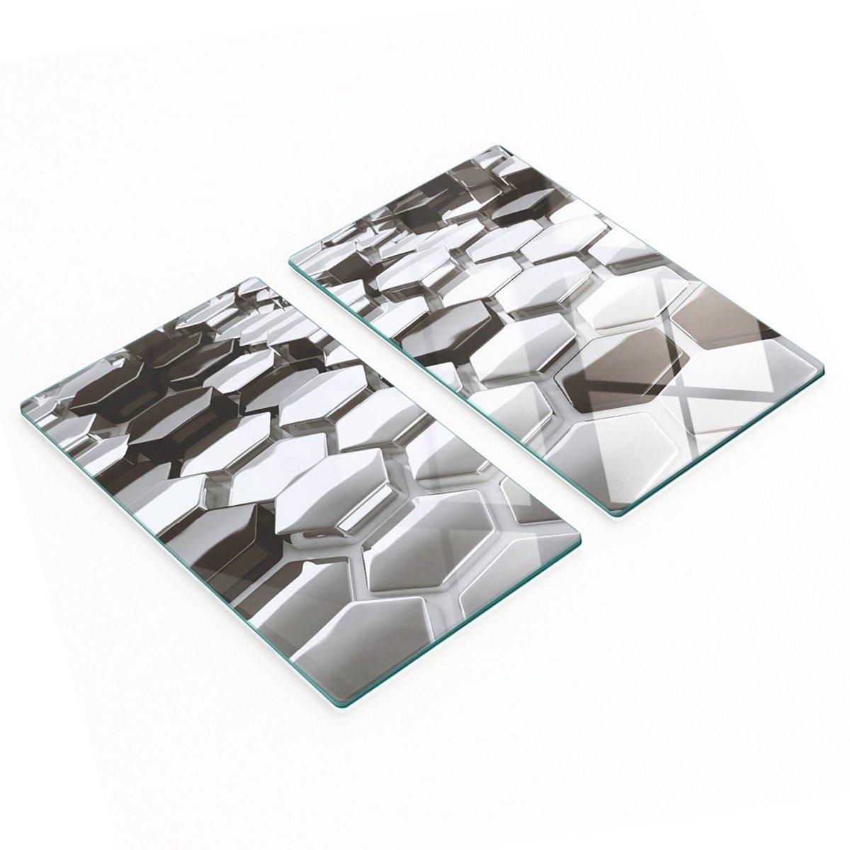 Set van gehard glazen snijplanken met 3D-print, 2x30x52 cm