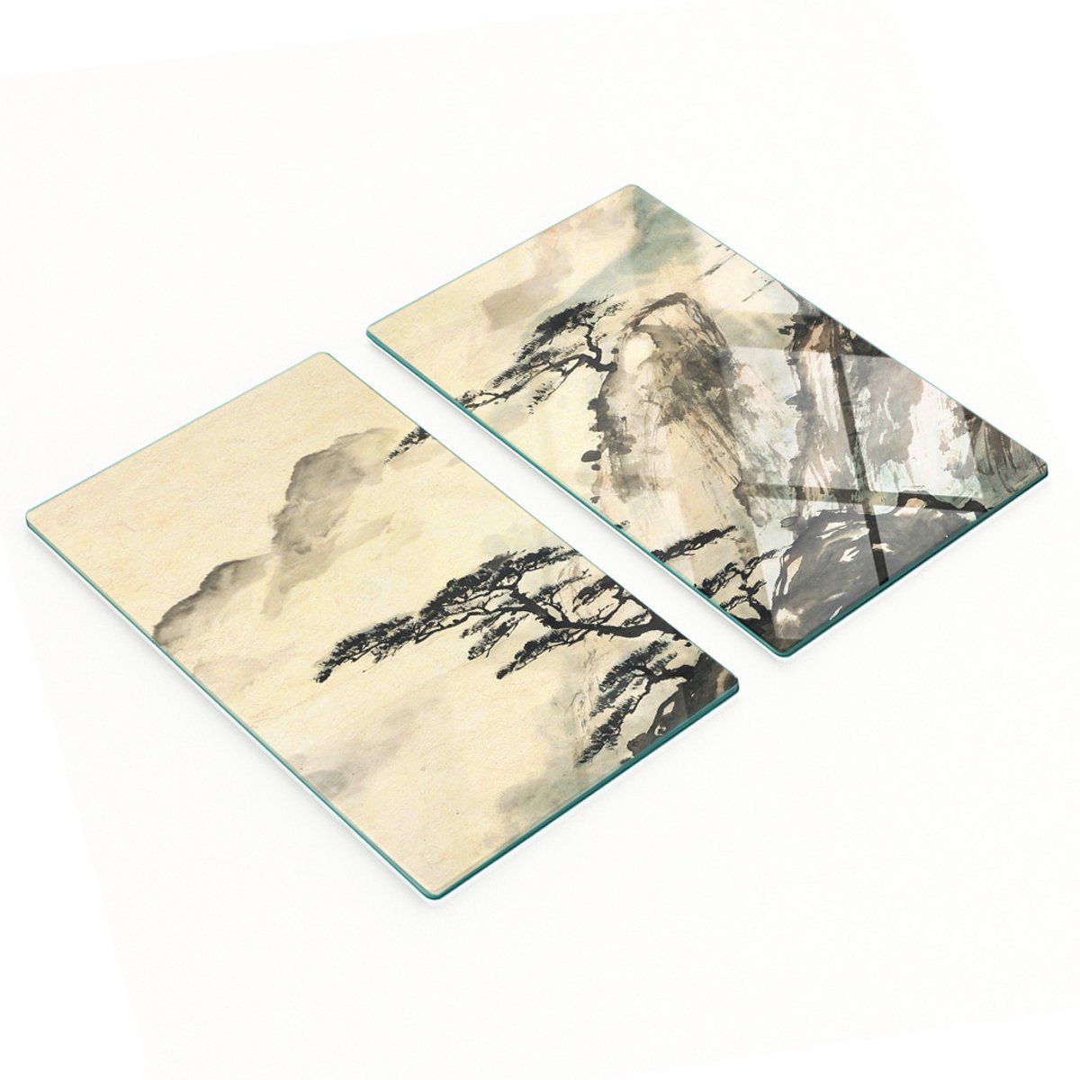 Decoratieve snijplanken van gehard glas met Chinees landschap, 2x30x52 cm