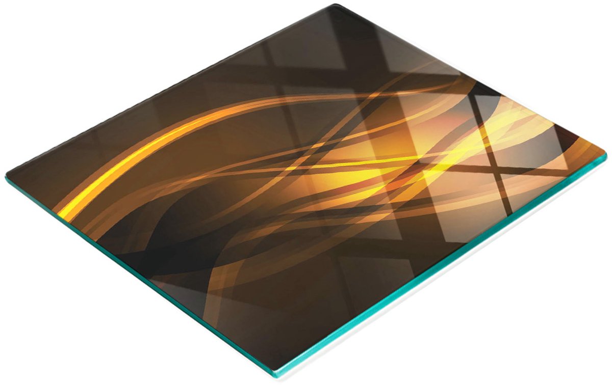 Decoratieve glazen snijplank voor in de keuken met abstract golvenpatroon, 60x52 cm