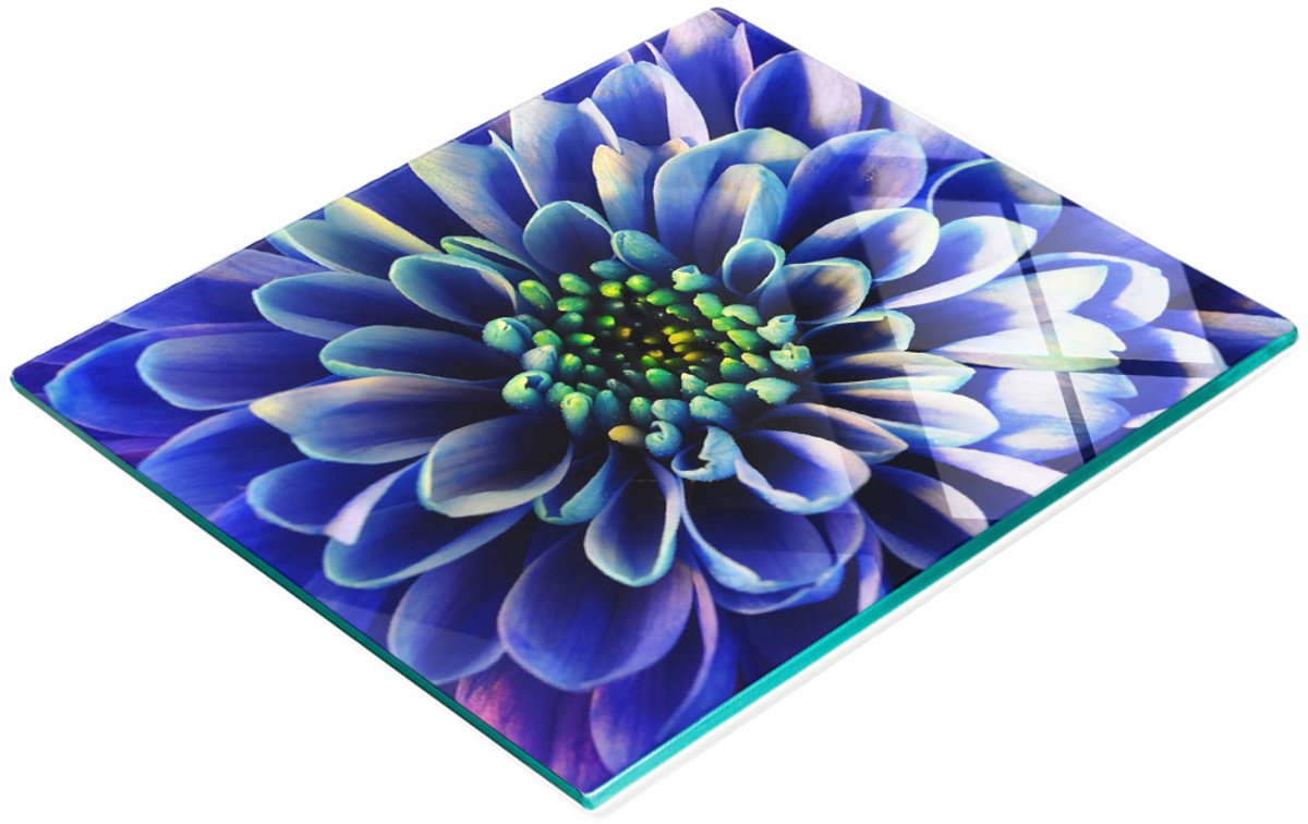 Duurzame en stijlvolle snijplank van gehard glas met asterpatroon, 60x52 cm