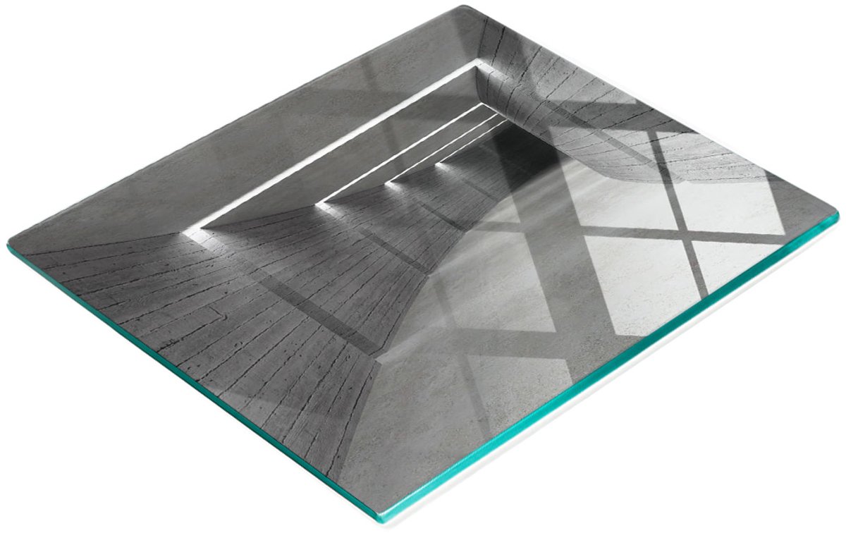 Duurzame en stijlvolle snijplank van gehard glas met betonpatroon, 60x52 cm