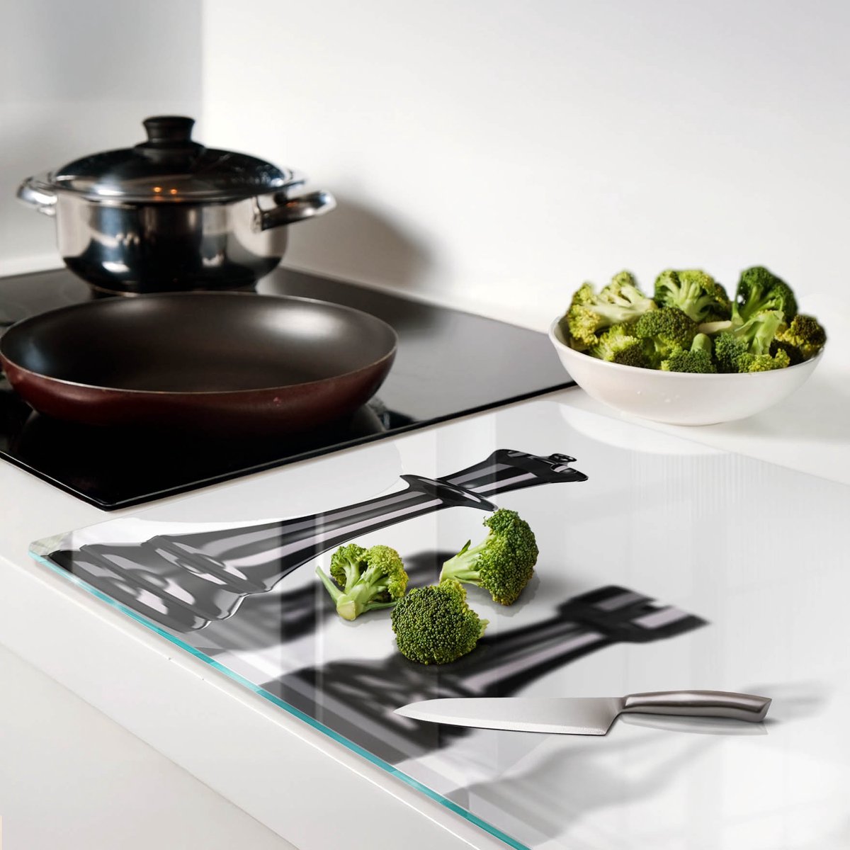 Multifunctioneel decoratief glazen schaakbord voor in de keuken, 80x52 cm