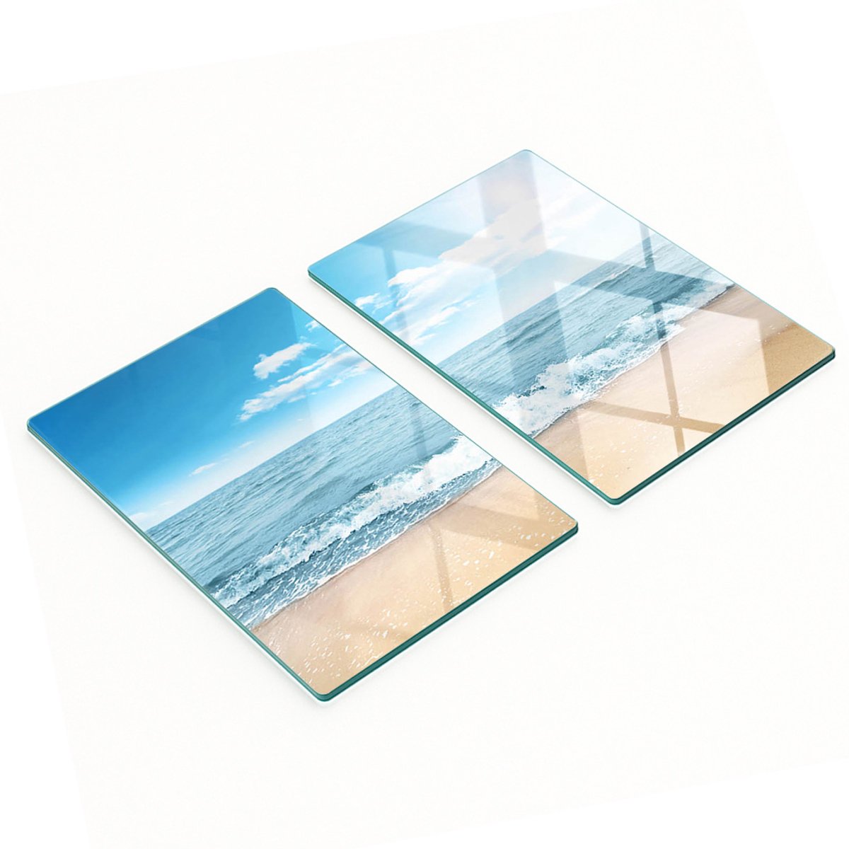 Multifunctionele decoratieve glazen borden met strandprint 2x40x52 cm