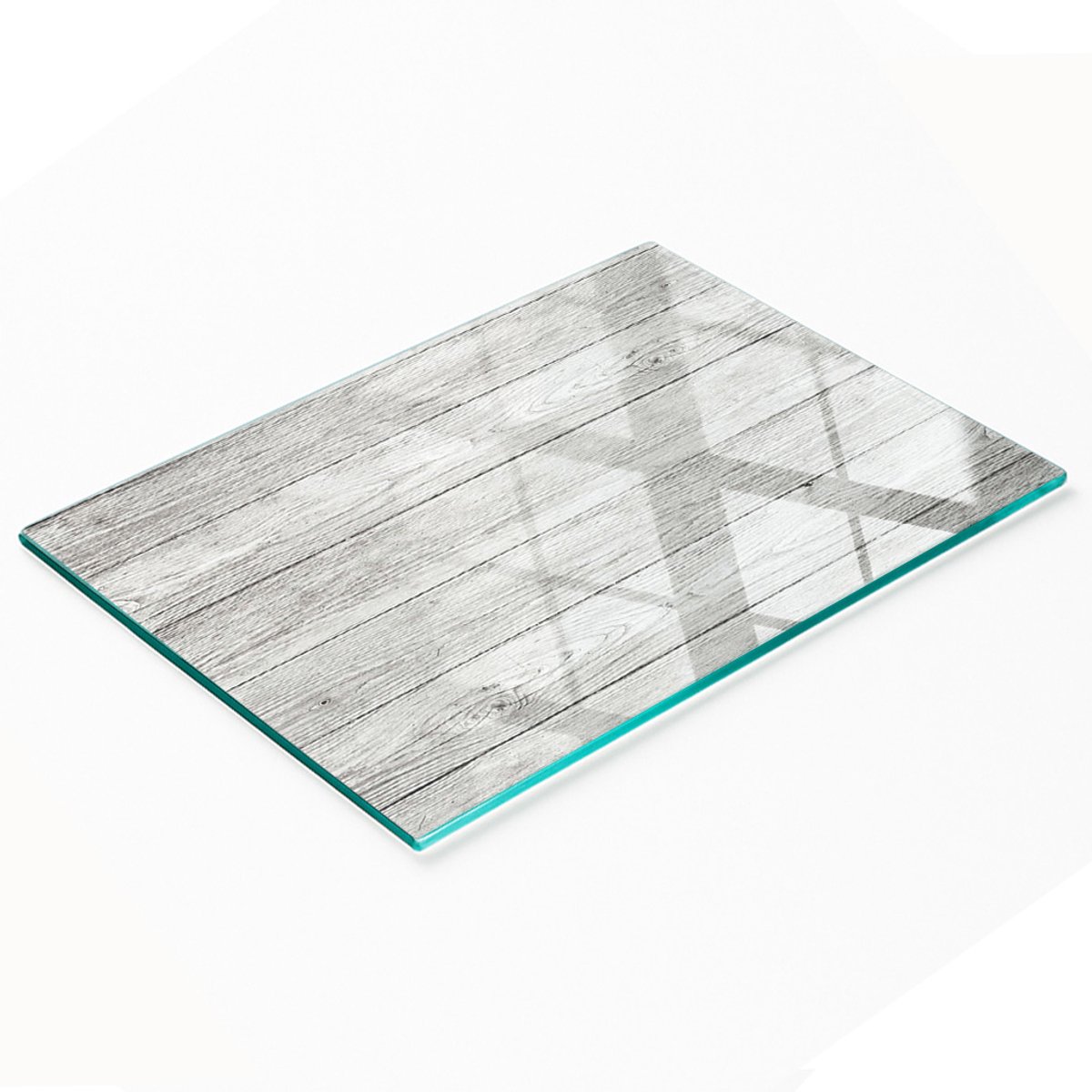 Decoratieve keukensnijplank van gehard glas en hout, 80x52 cm