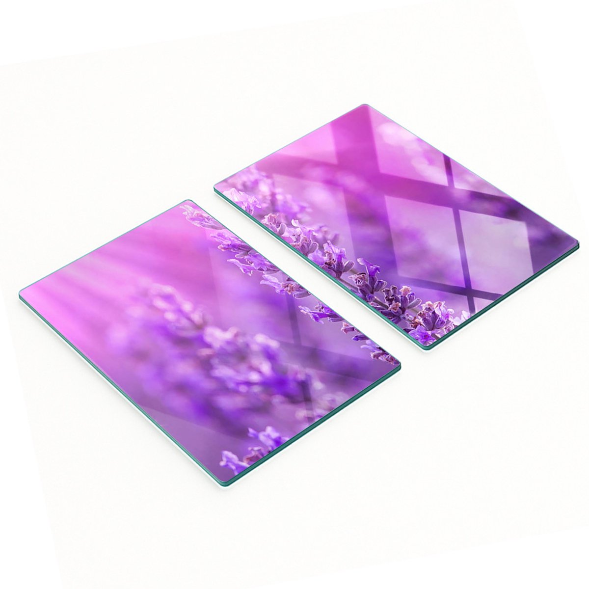 Geharde multifunctionele decoratieve glazen borden lavendel 2x40x52 cm