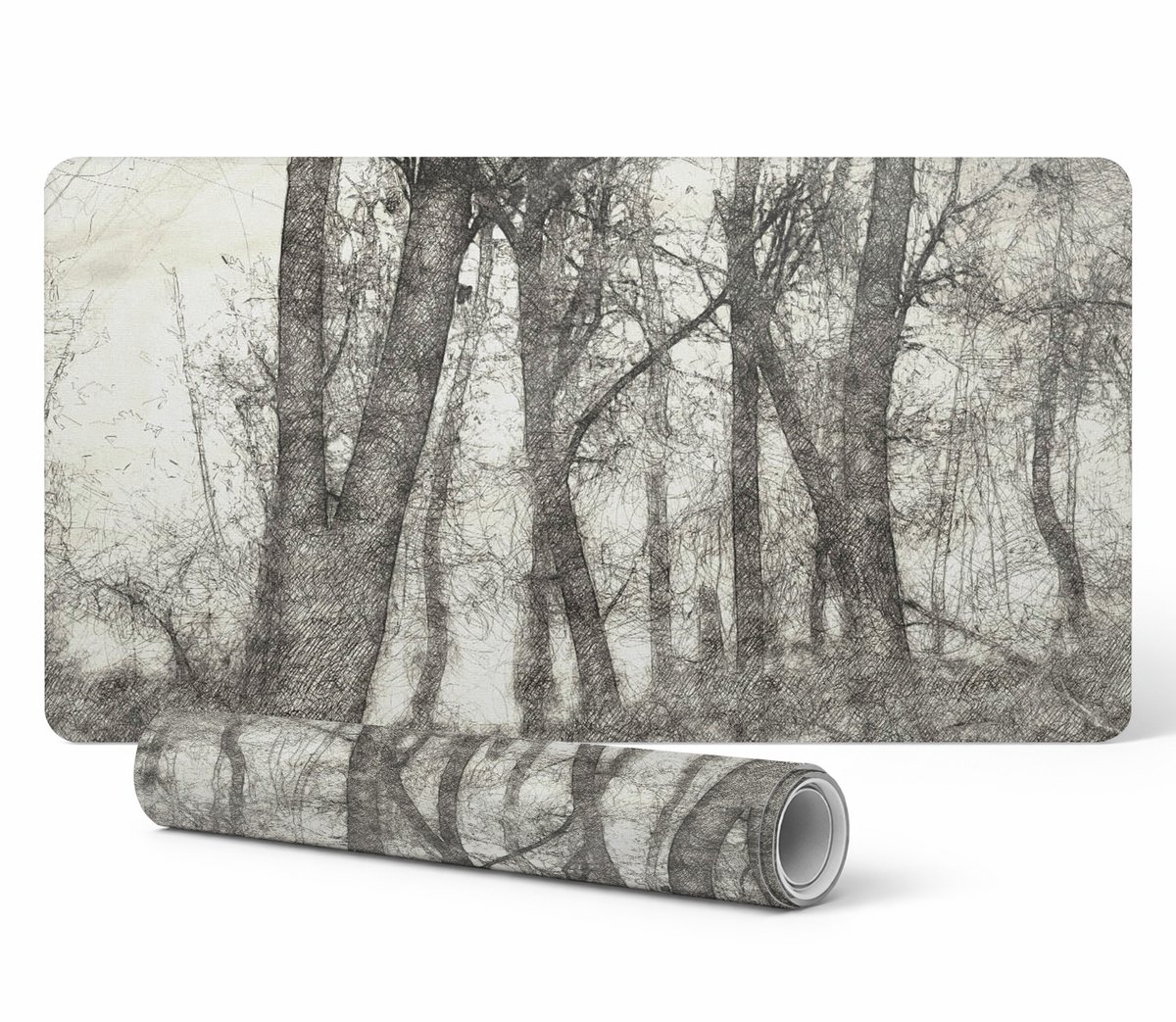 Sepia Forest Sketch Antislip Gaming Muismat 90x45 cm