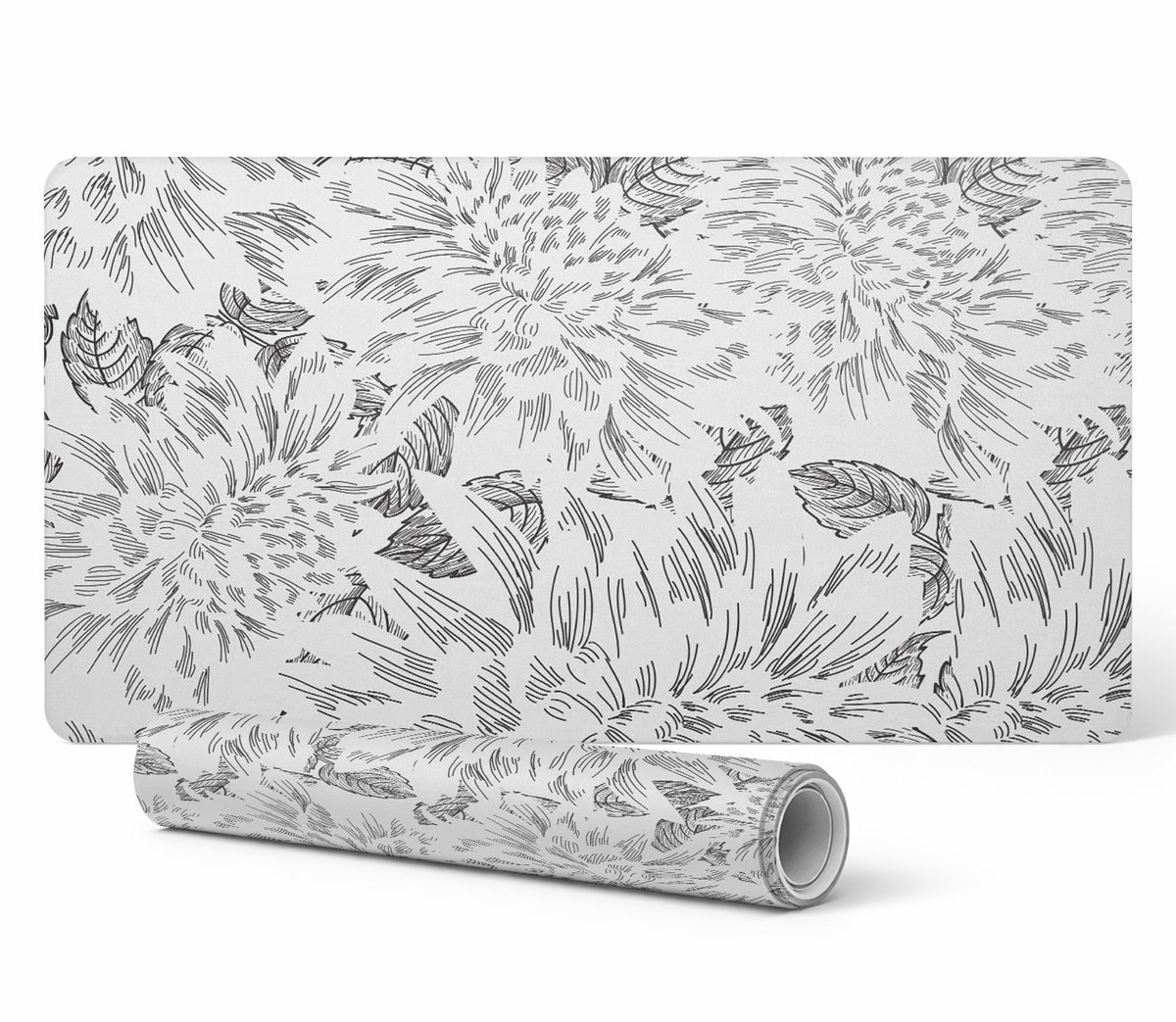 Moderne beschermende toetsenbordmat met bloemen- en bladmotief, 120x60 cm
