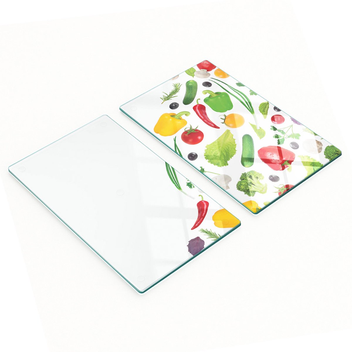 Decoratieve glazen snijplanken met groenteafbeeldingen, 2x30x52 cm