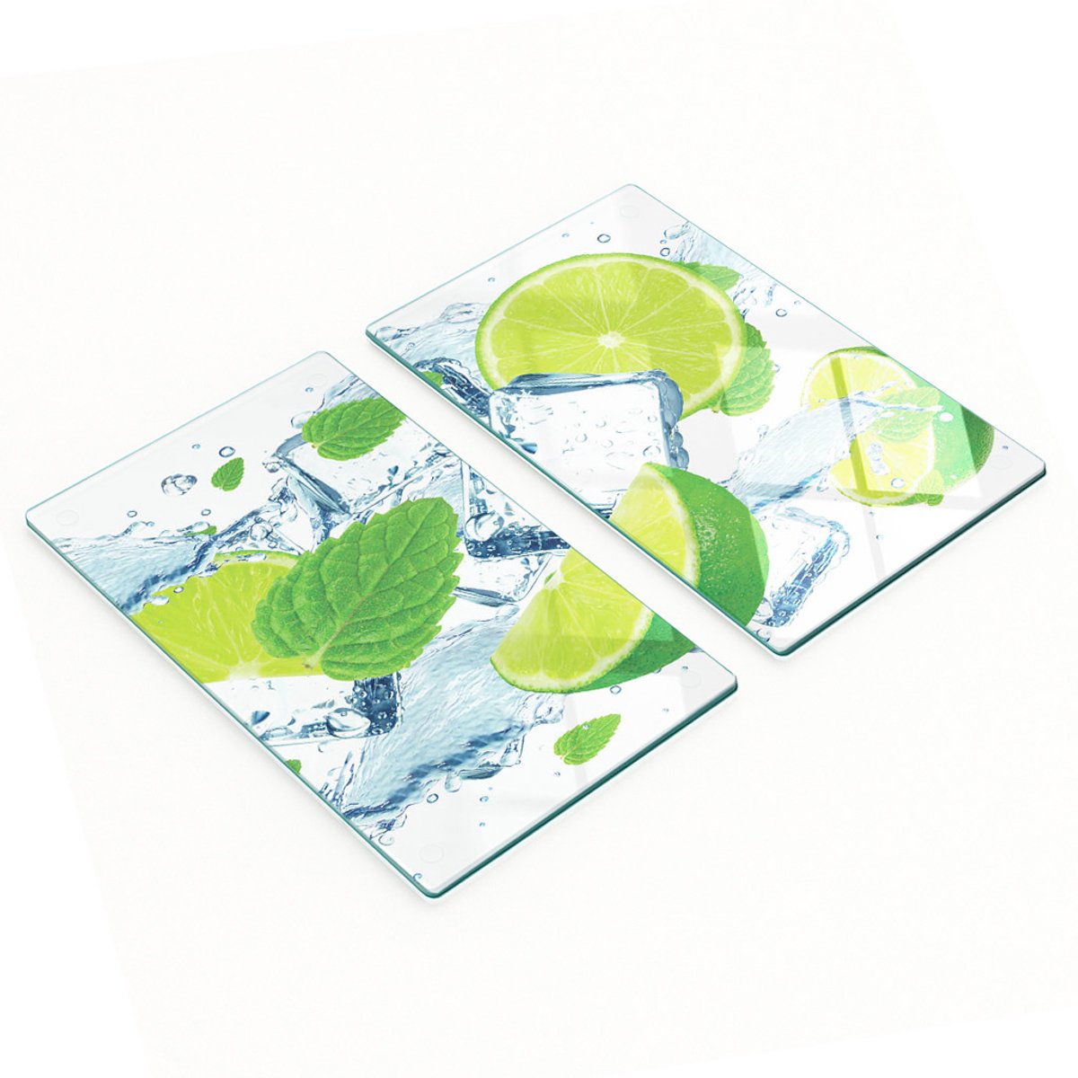 Decoratieve snijplanken van gehard glas in de kleur Lime, mintgroen, 2x30x52 cm