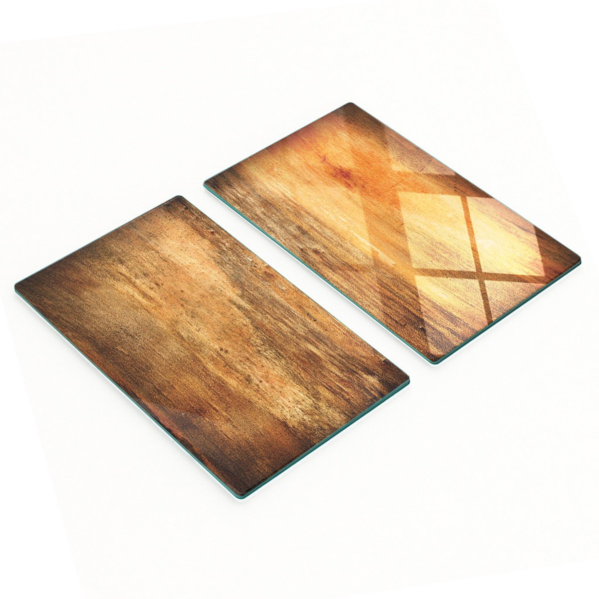 Decoratieve glazen snij- en serveerplanken, houtbruin, 2x30x52 cm