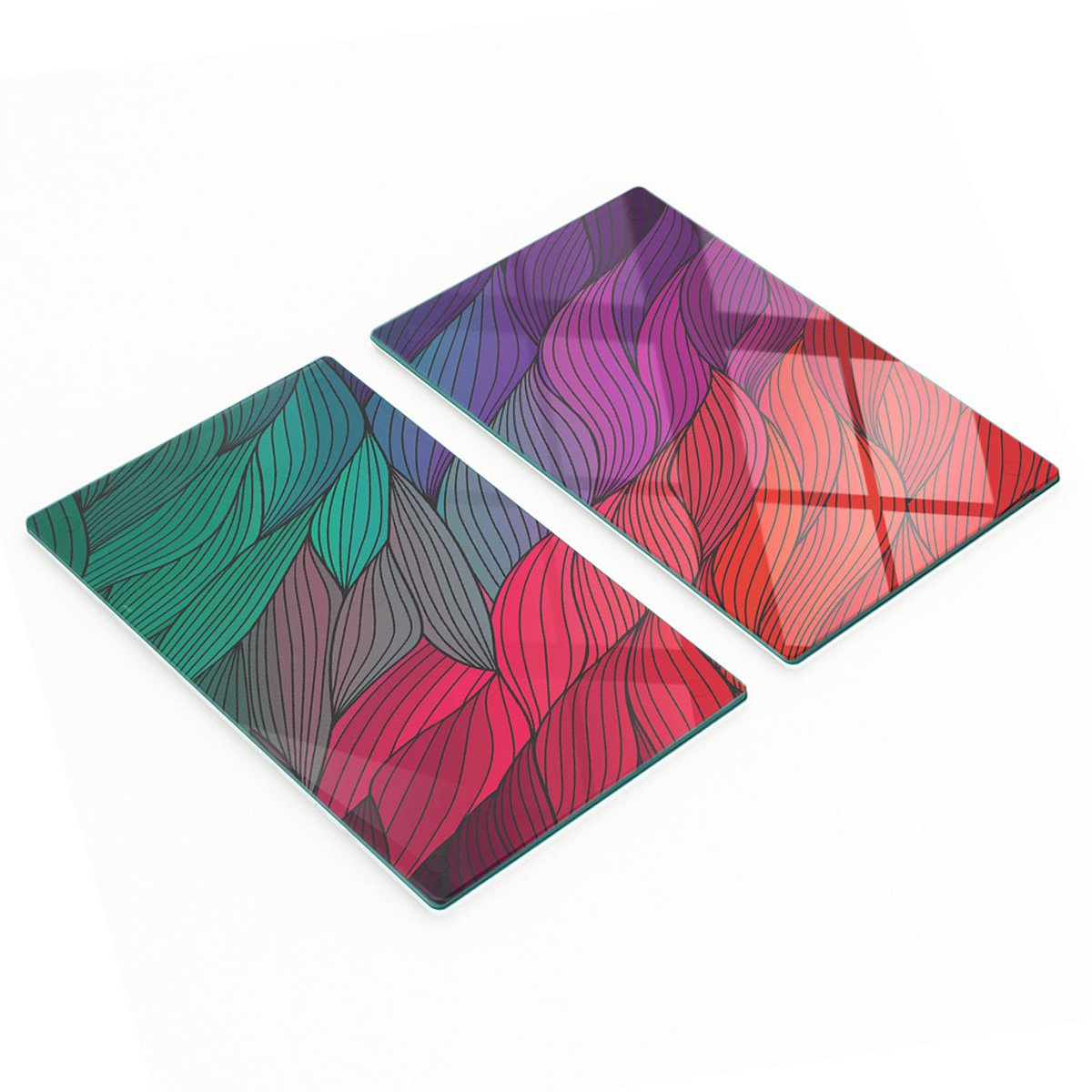Multifunctionele decoratieve glazen panelen met abstracte golven, 2x30x52 cm