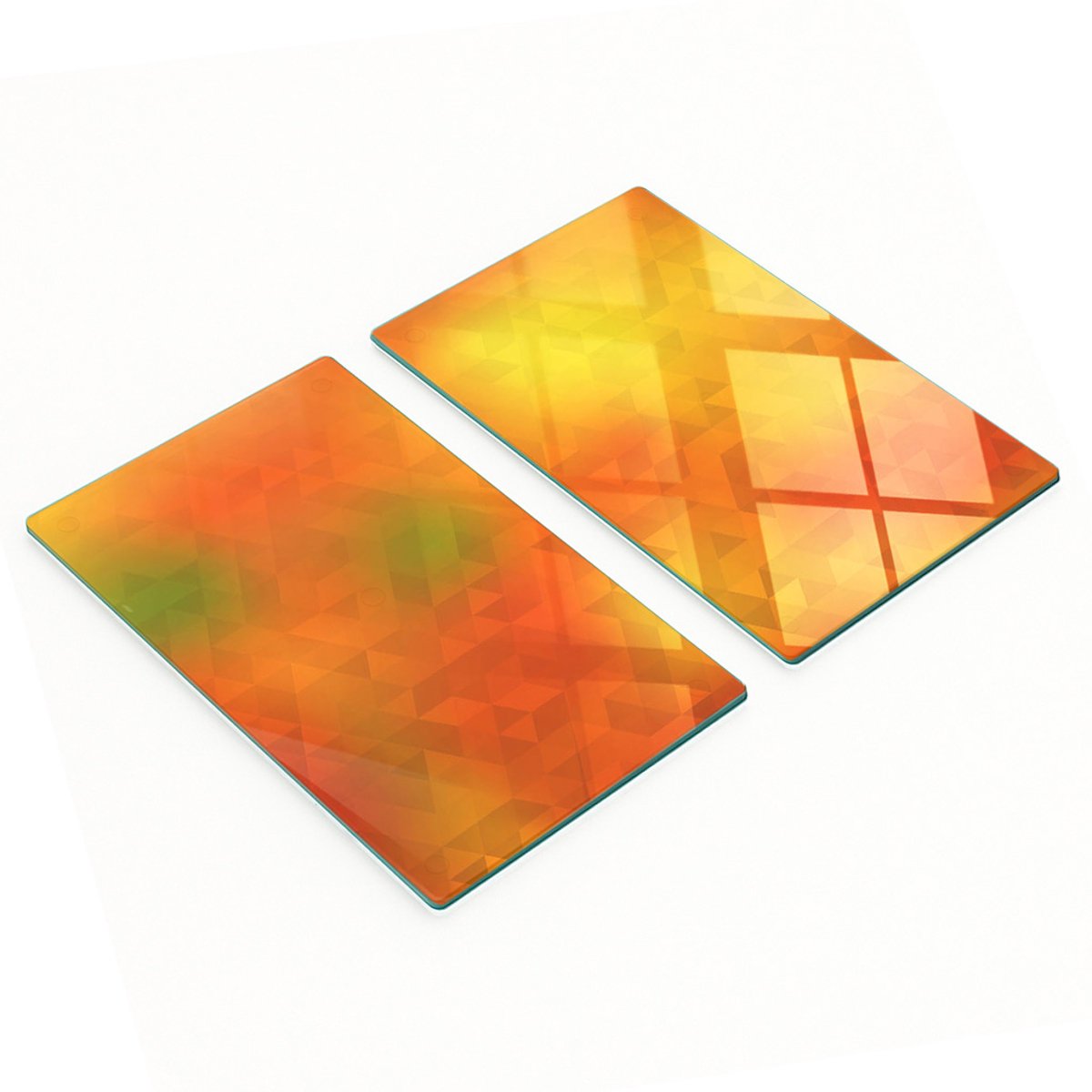 Duurzame en stijlvolle glazen borden met een abstract driehoekspatroon, 2x30x52 cm