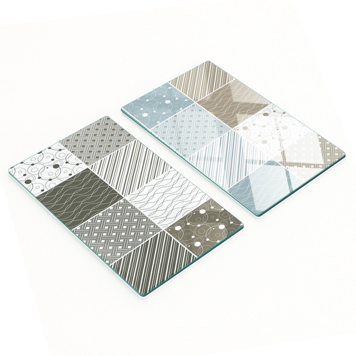 Decoratieve snijplanken van gehard glas met geometrisch patroon, 2x30x52 cm