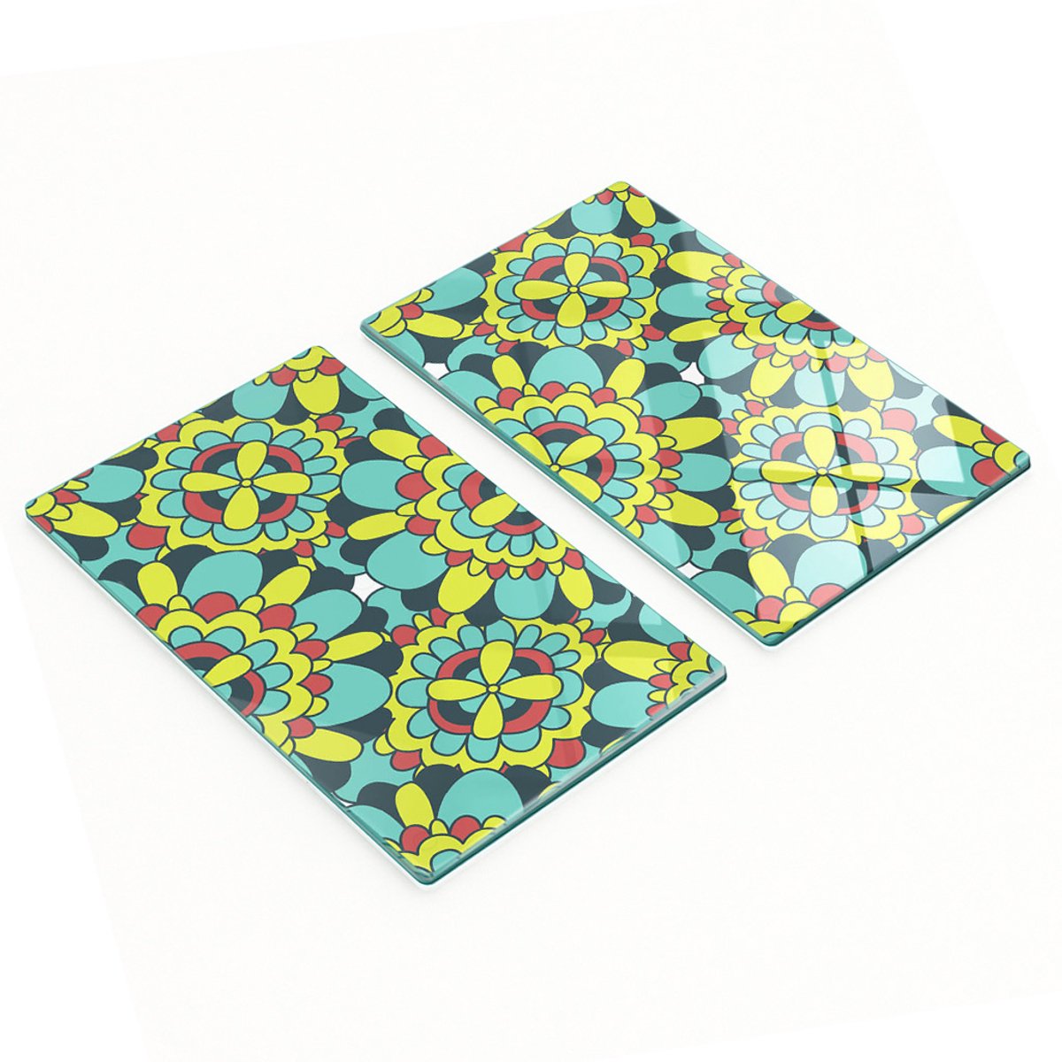 Glazen snijplanken met abstracte bloemenprint, 2x30x52 cm