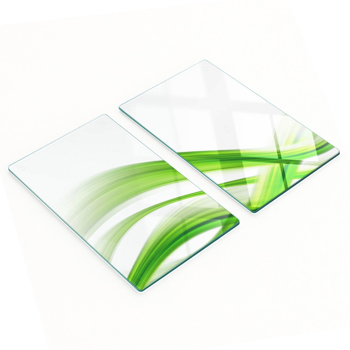 Decoratieve snijplanken van gehard glas met abstract golfmotief, 2x30x52 cm