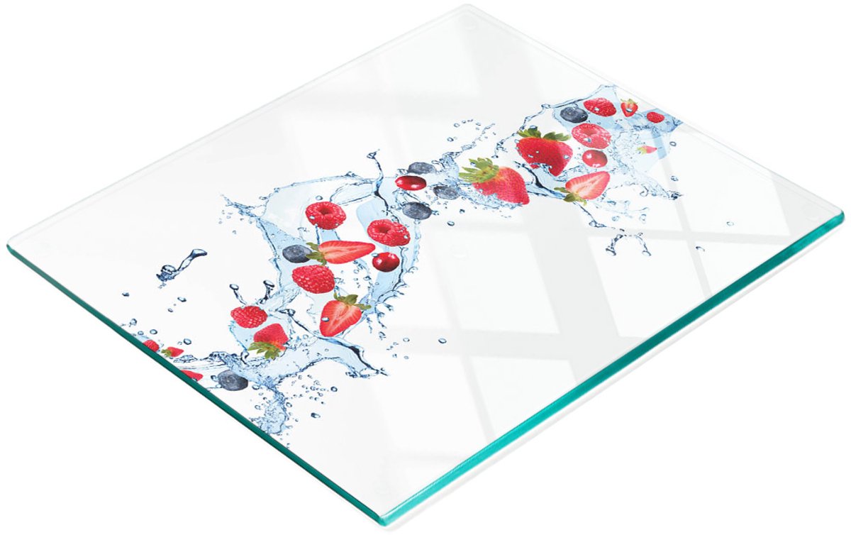 Decoratieve snijplank van gehard glas voor fruit en water, 60x52 cm