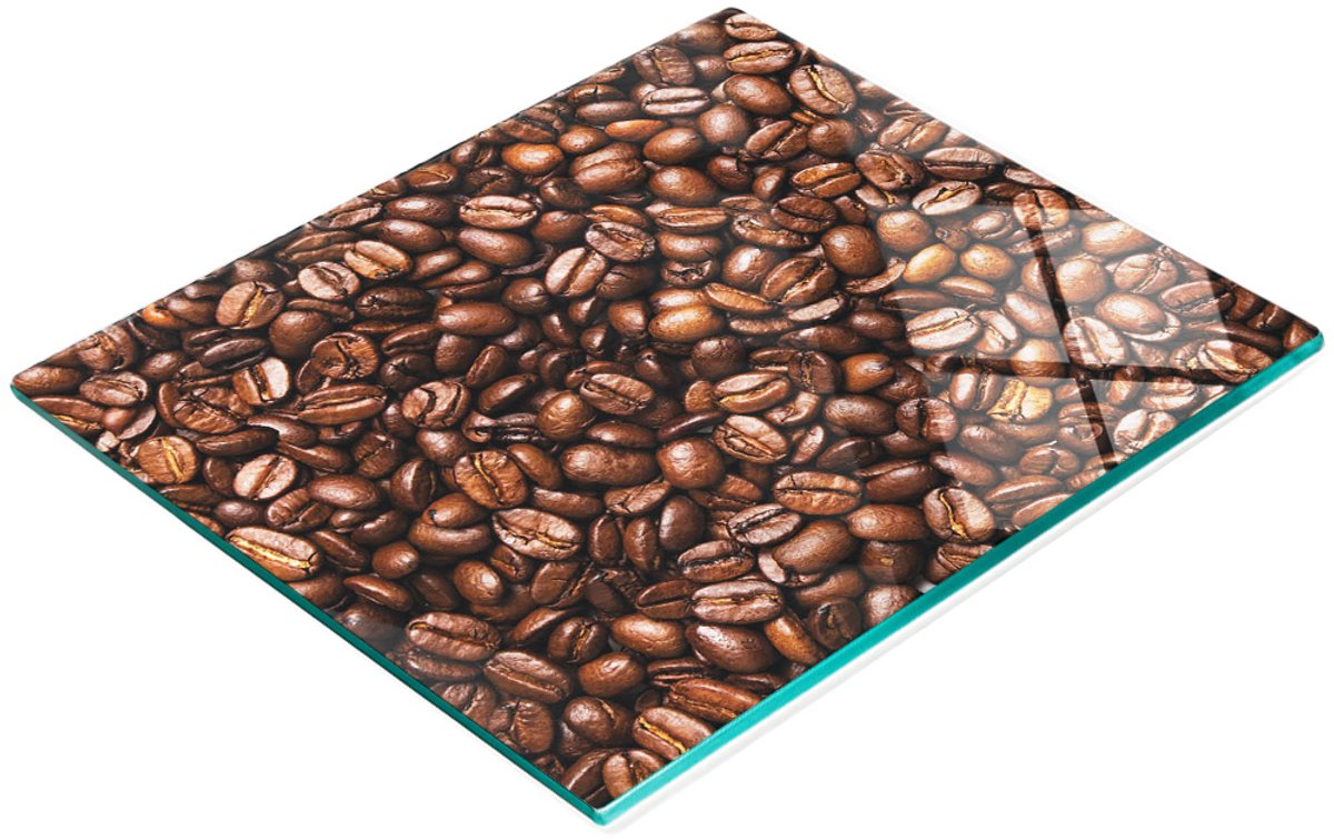 Duurzame en stijlvolle glazen snijplank met koffieboonpatroon 60x52 cm