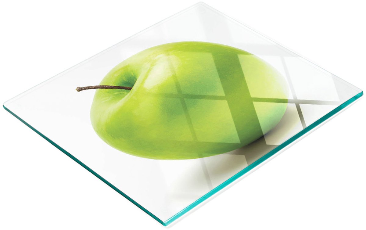 Decoratieve snijplank van gehard glas, appelgroen, 60x52 cm