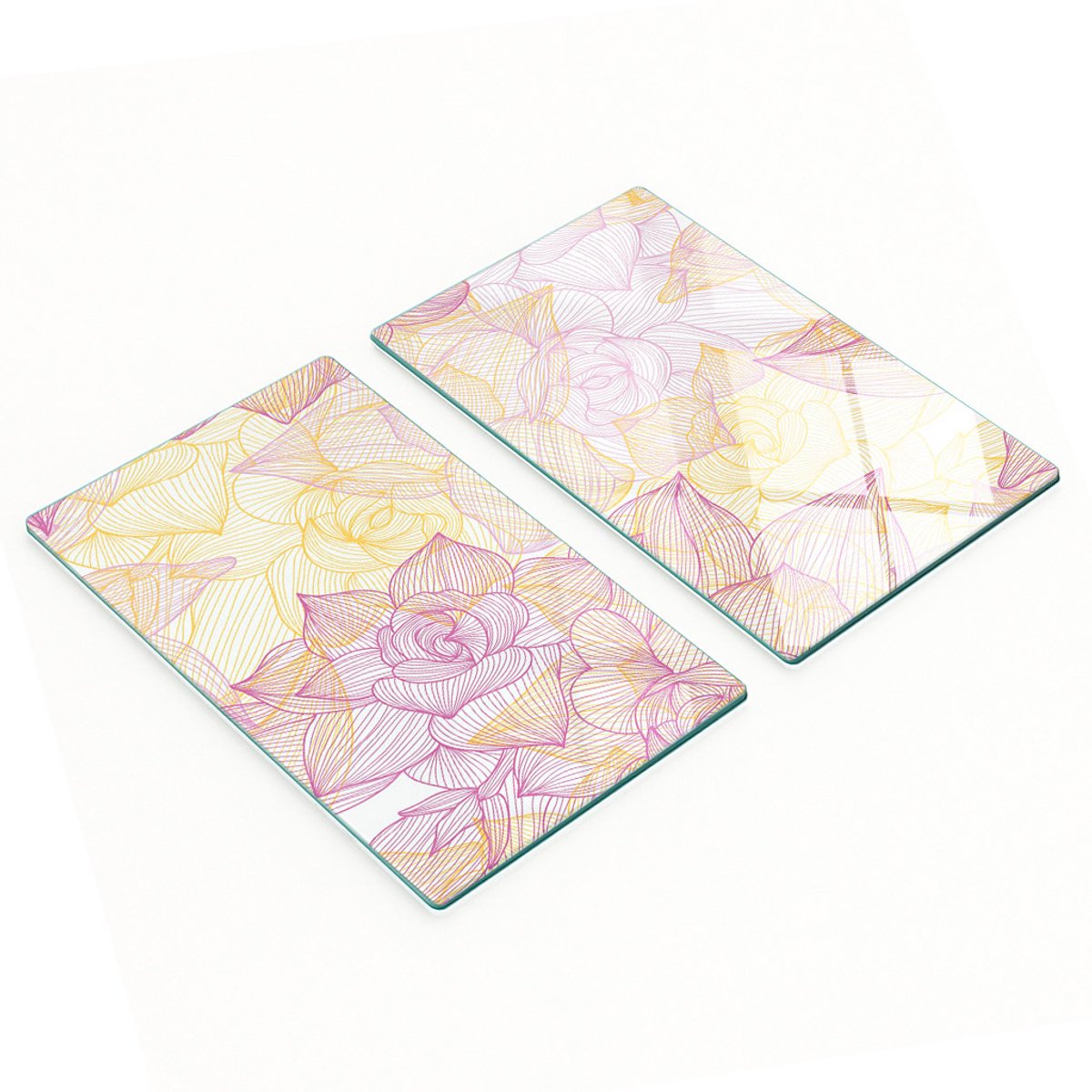 Glazen snijplanken met grafisch bloemenpatroon 2x30x52 cm