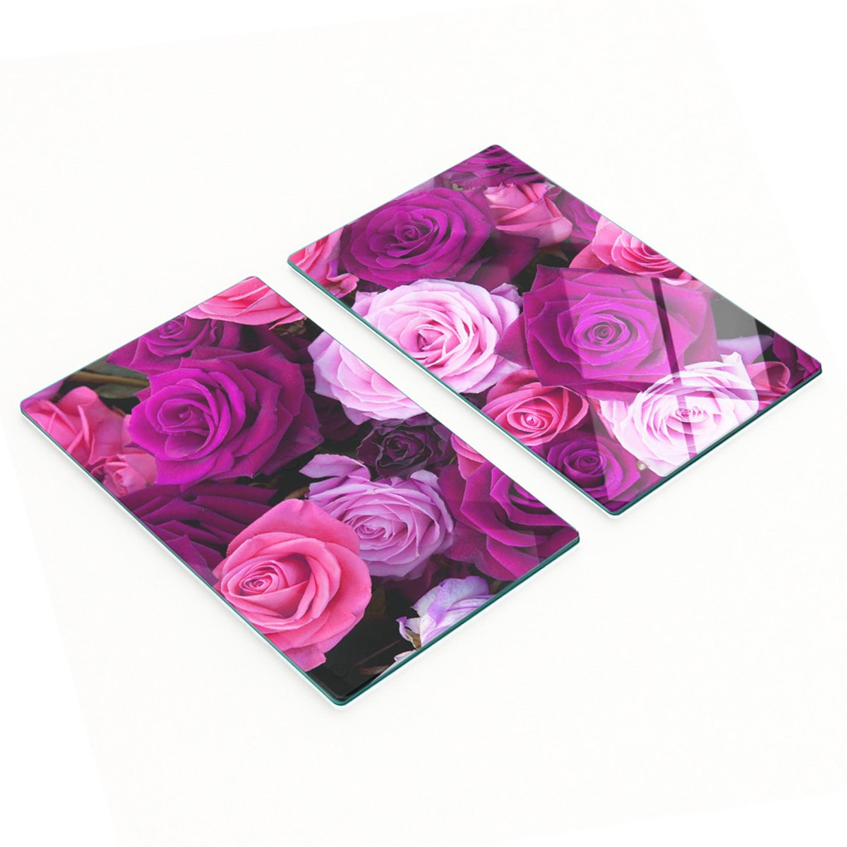 Multifunctionele decoratieve keukenplanken van gehard glas met rozenmotief, 2x30x52 cm