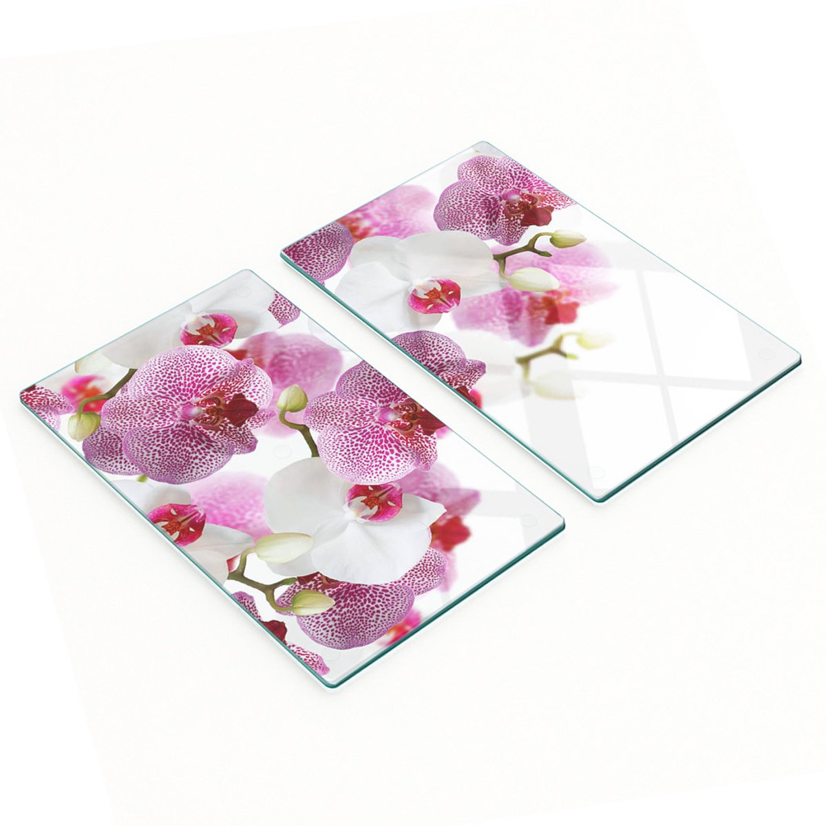 Decoratieve glazen serveerplanken voor snacks, orchidee, 2x30x52 cm
