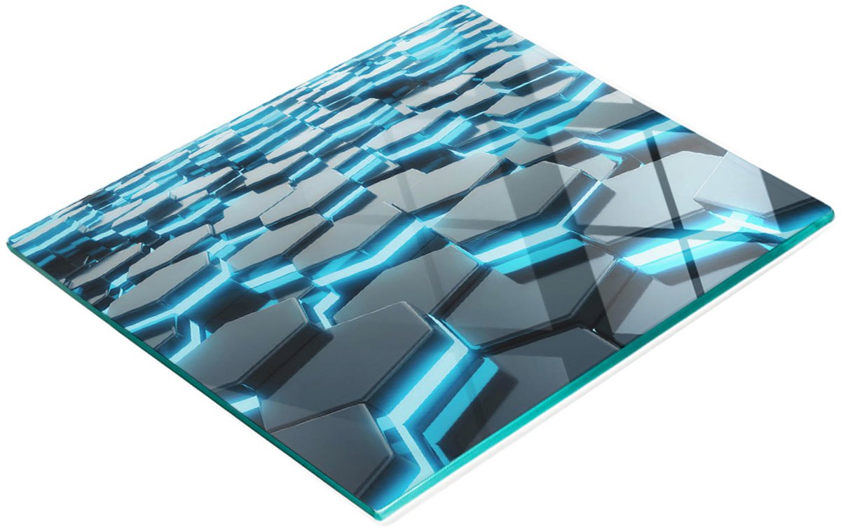 Decoratieve snijplank van gehard glas met 3D-afbeeldingen, 60x52 cm