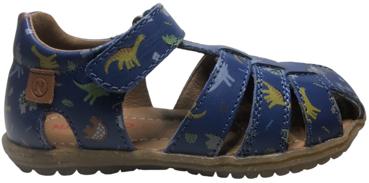 Naturino See – velcro gesloten lederen sandalen dino rex Blauw
