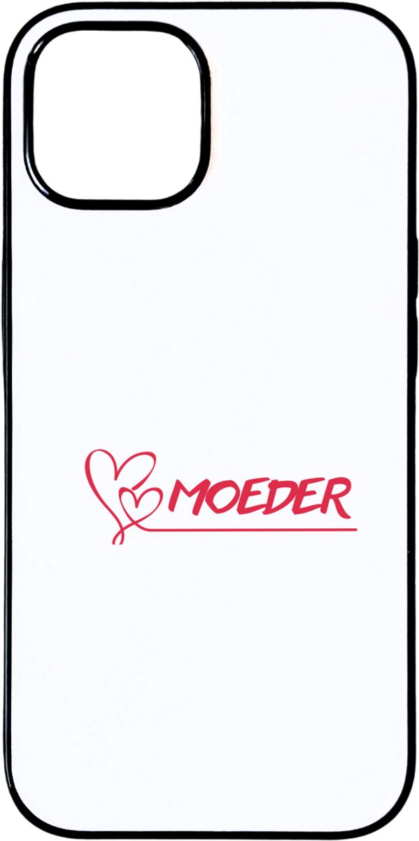 Hacebo® - Moeder met 2 rode harten en lijn telefoonhoesje - Moeder - Liefste moeder - telefoonhoesjes - moederdag cadeautje - Cadeau voor mama - Verjaardag - Geschenk - Cadeau - Gift - hoesje geschikt voor iPhone 15