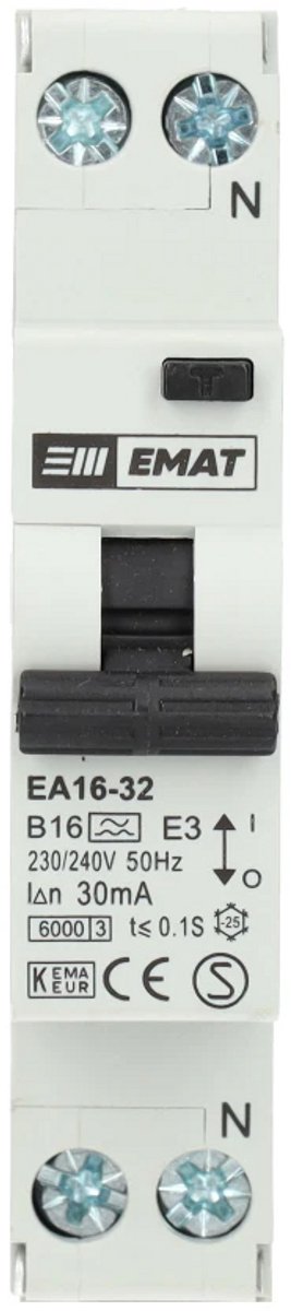EMAT aardlekautomaat B16 1P+N 30mA Type A (85006004)