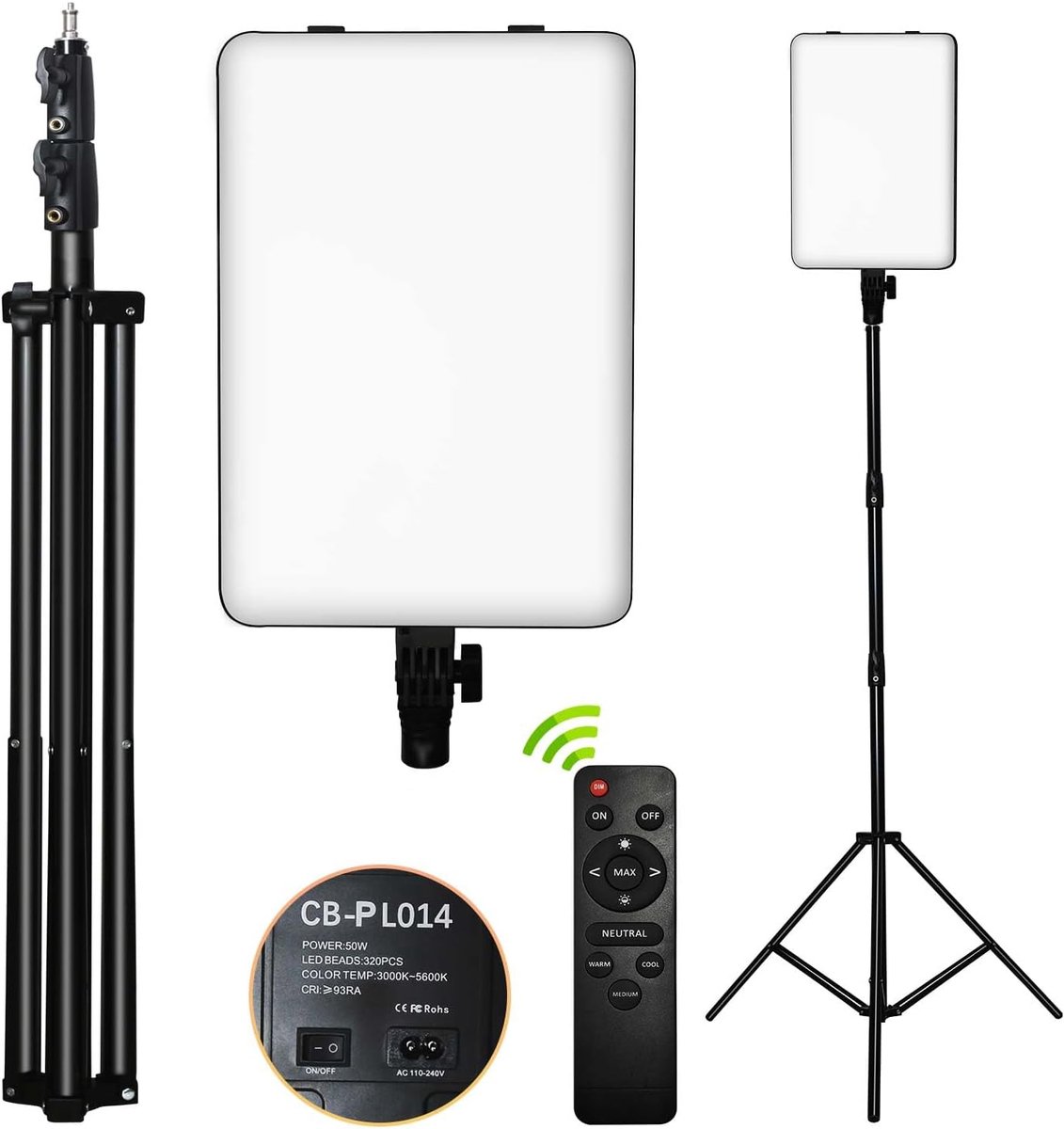 LED Paneel Verlichting - Studio Lamp - Video Opnames - Hoogte Verstelbaar - 14 Inch - Zilver