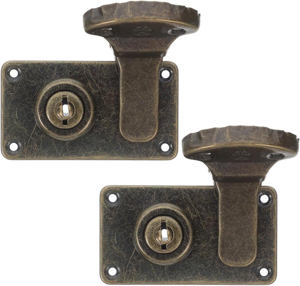 Antieke Koffersloten - Vintage Sluitingen - Bagage Beveiligen - Stijlvol Decoratief Ontwerp - 7.2x4x0.6cm - Bronskleurig