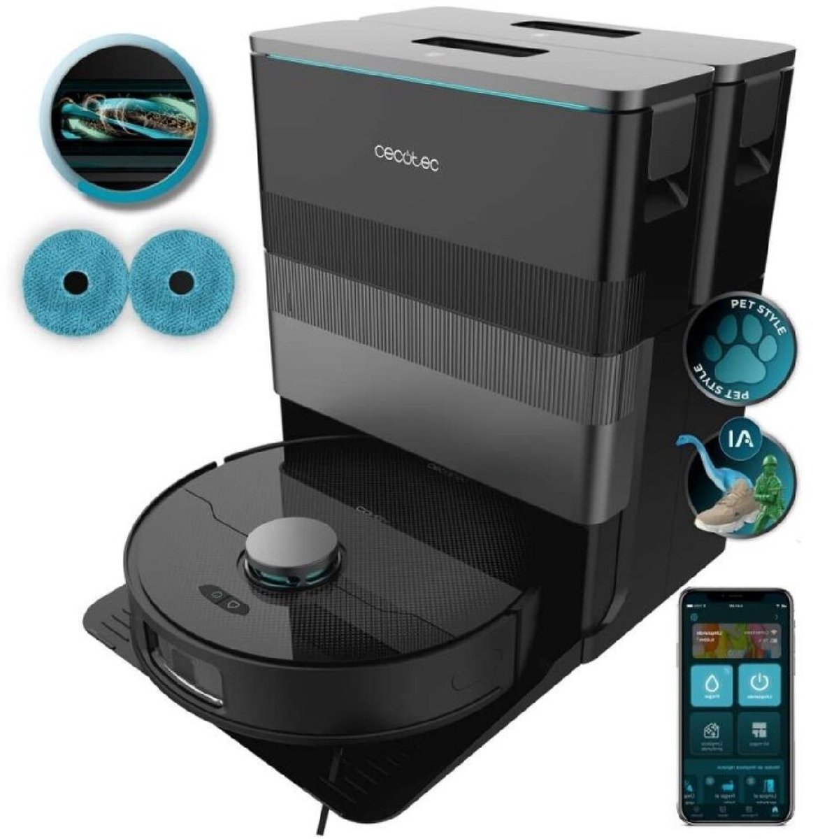 Cecotec Conga X70 – Robotstofzuiger en dweil – Laser AI – 15.000 Pa