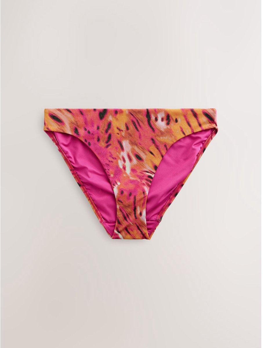 Next Dames - Hoog uitgesneden bikinislip met print - Roze Pink/Orange Metallic