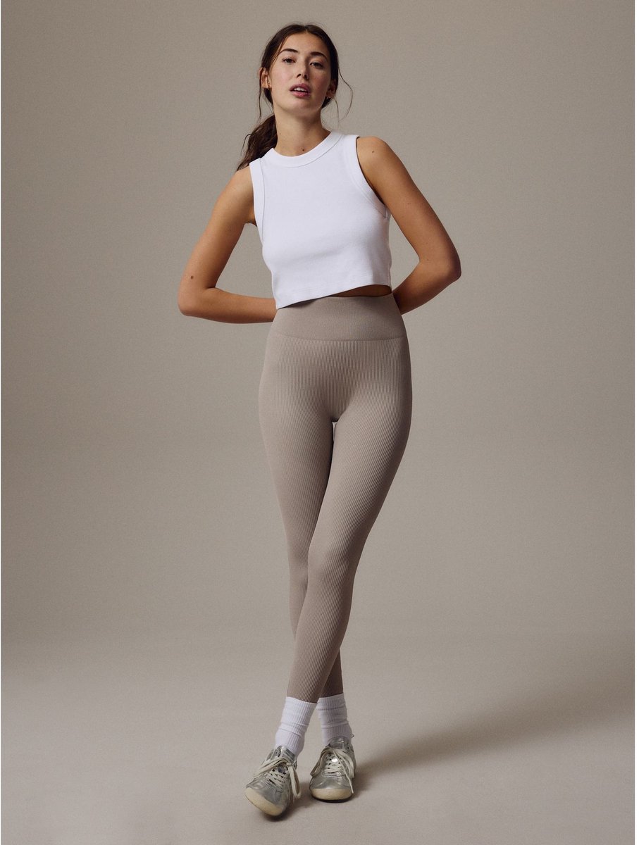 Next - Dames - Geribbelde, naadloze legging met hoge taille - Naturel
