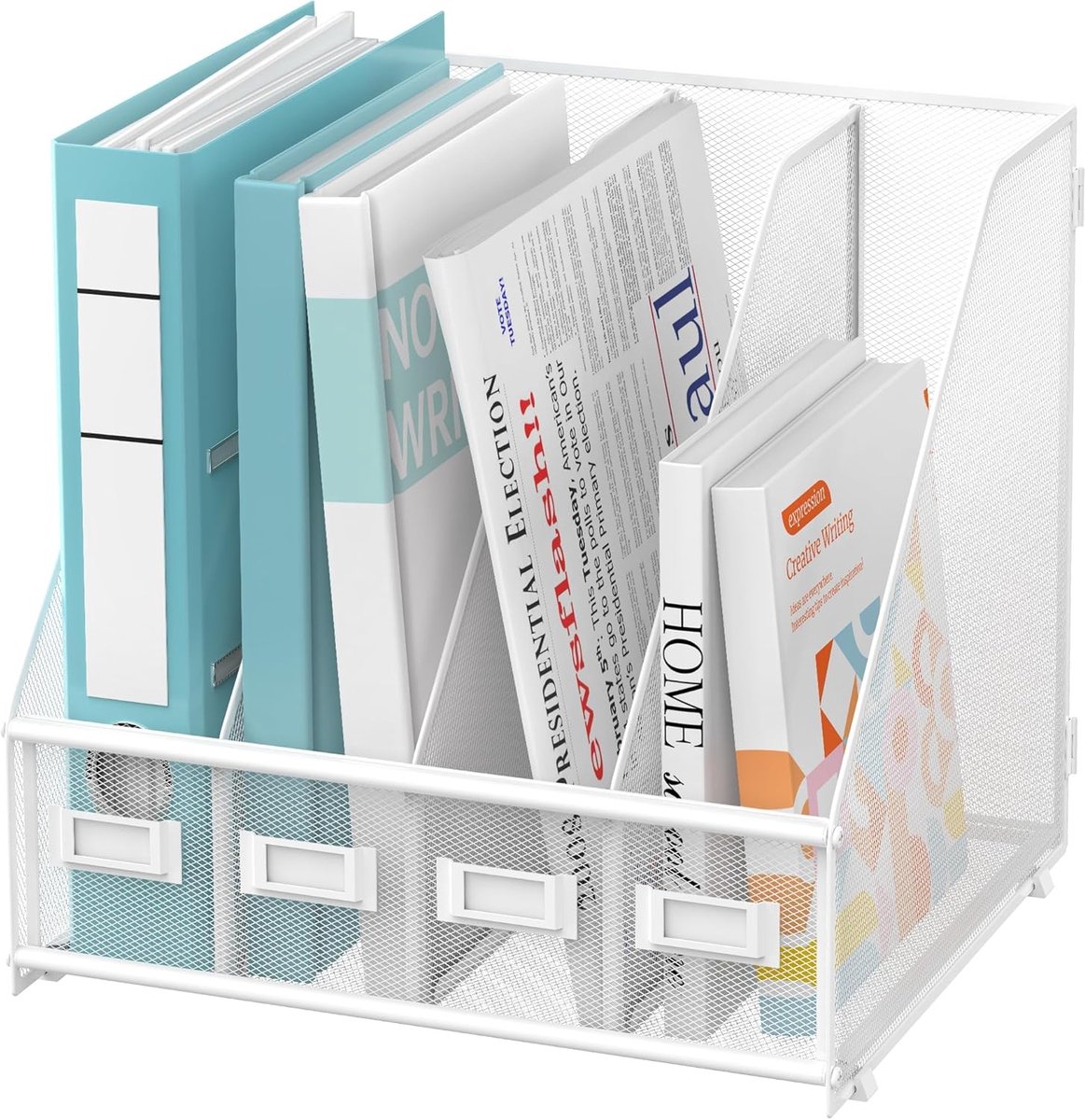 Bureau Organizer - Opberger Vakken - Kantoor School - Metalen Constructie - 35cm Breed - Wit