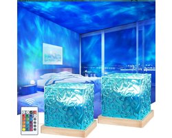 Oceaanlamp LED - Watergolflamp Aurora - Sfeer Verlichting - 16 Kleuren Afstandsbediening - 1x1x1 cm - Blauw