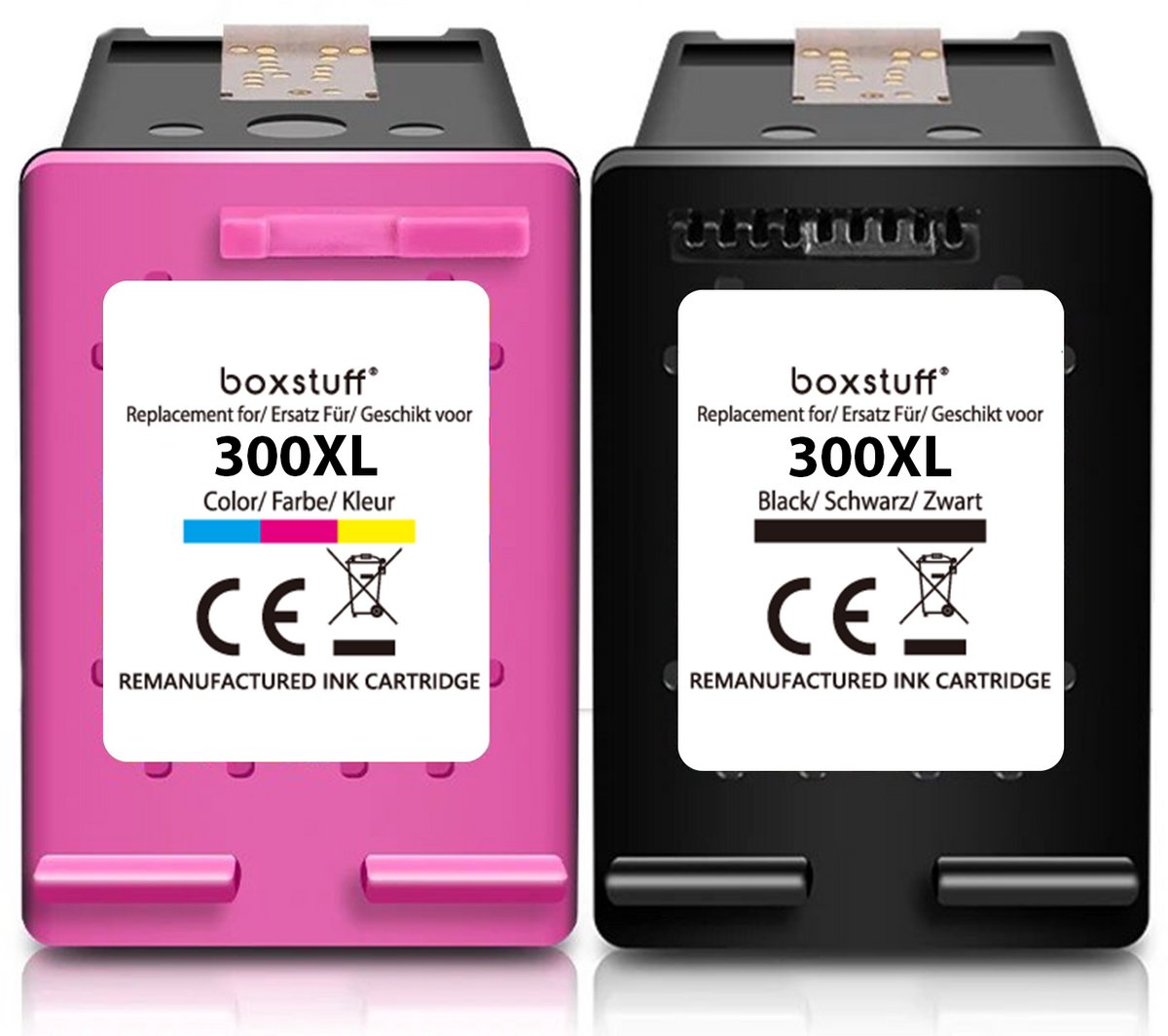 Boxstuff Inkt geschikt voor 300 XL - (CC644EE) Compatibel met HP 300 / 300XL - Inkt Cartridge 2-pack voor HP PhotoSmart D110a / D110b / C4600 / C4635 / C4640 / C4680 / C4740 / C4750 / C4780 DeskJet D2560 / F2400 / F2410 / F2480 - Pack Kleur en Zwart