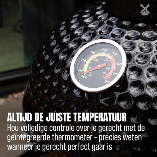 BluMill Kamado BBQ Egg - Kamado 13 Inch - Houtskoolbarbecues - Zwart - Ø 26cm - Houtskoolbarbecue Met Thermometer van Merkloos — afbeelding 5