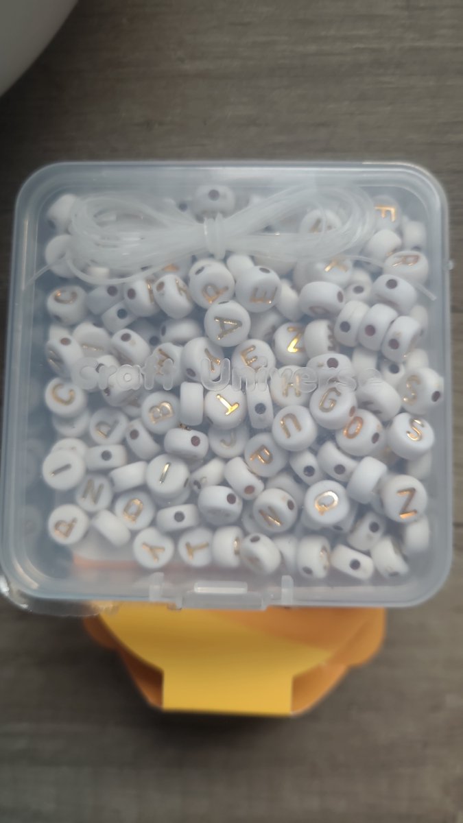 ABC Beads letterkralen wit - met koord 2 m