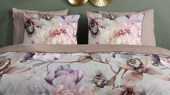Descanso dekbedovertrek bloemen - Lits jumeaux 240x200/220 cm - Grijs - 100% Katoen satijn — afbeelding 5