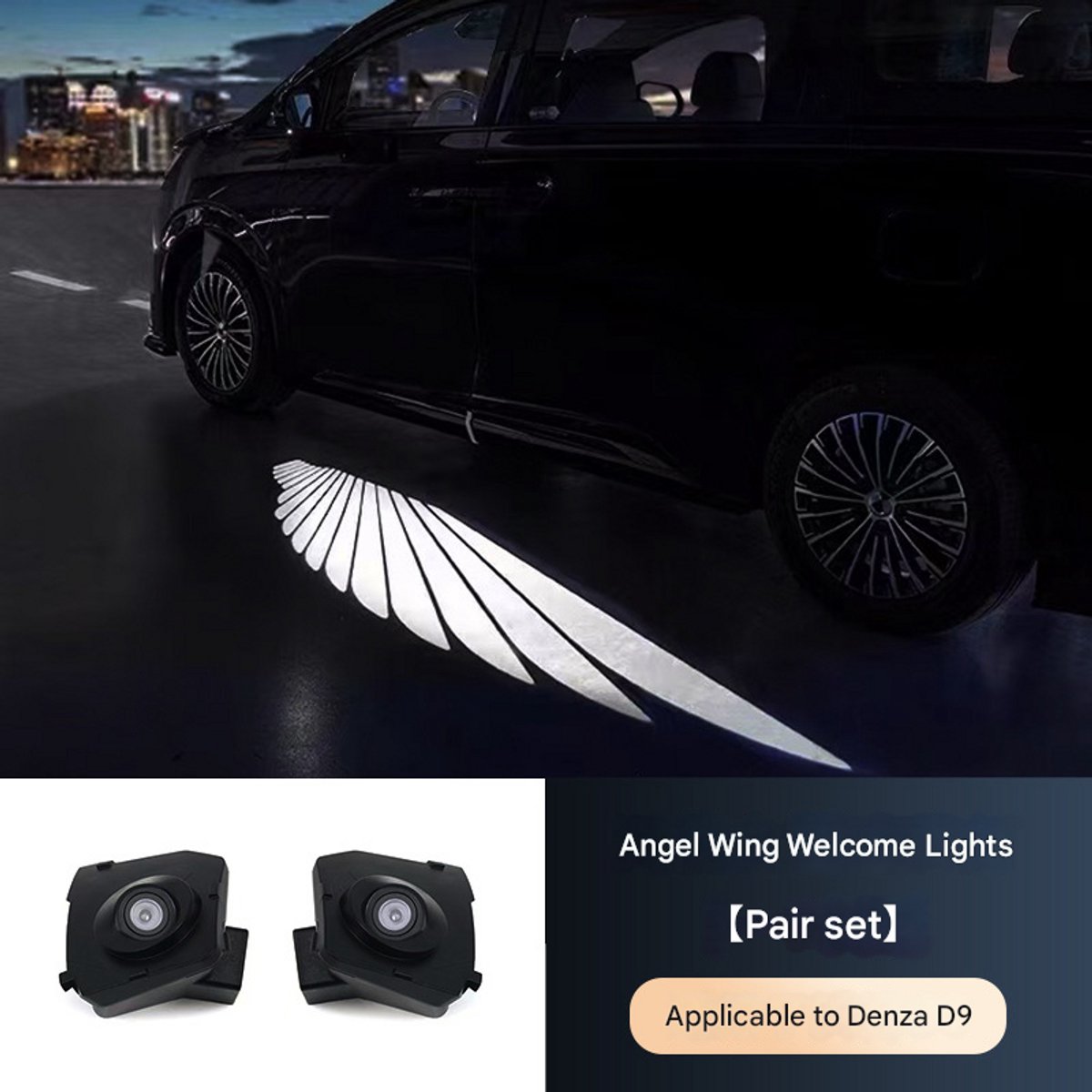 Geschikt voor Denza D9 Angel Wing Welkomstverlichting 2023-2025 - Vloerverlichting - Projectorverlichting - Lichtgevende vloerbedekking - Autoaccessoires