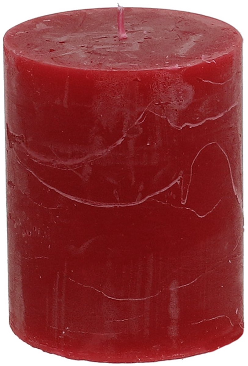 Viana Donkerrode pilaarkaarsen, effen 70x80mm, set van 4 - Advent kaarsdecor Rood