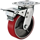 Zwaarlast zwenkwiel met rem 200 mm 400 kg PU kogellager - TARSUS