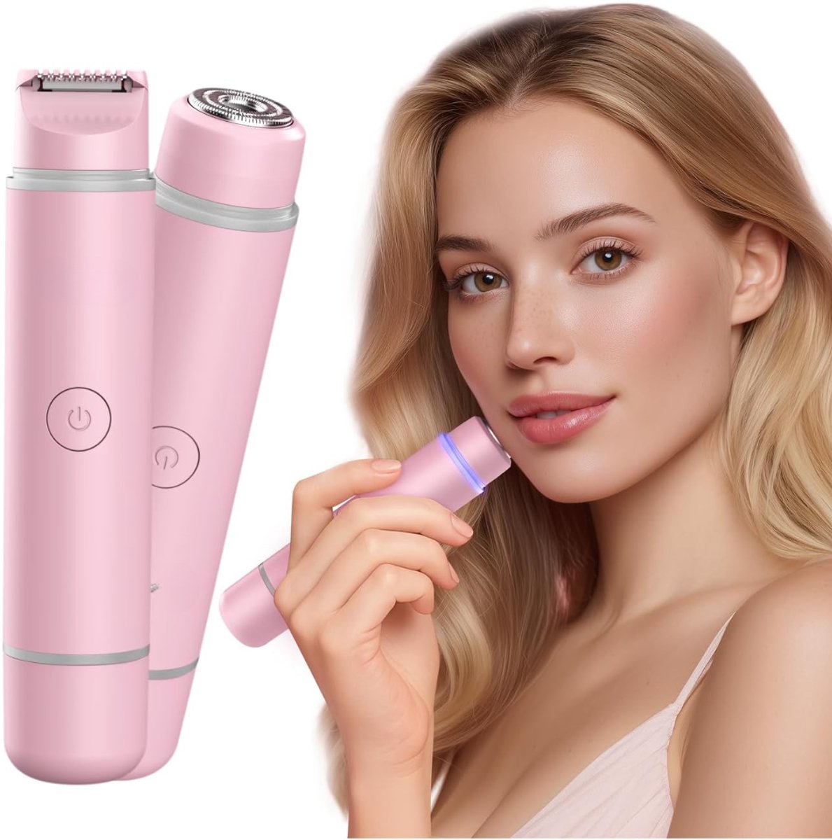 SNJY® Epilator - Gezichtsepilator Vrouw - Epilator Gezicht - 2-in-1 Dubbelkop Scheerapparaat - Roze