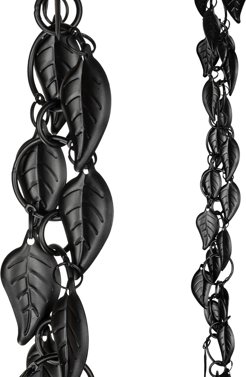 Regenketting Aluminium - Decoratieve Waterafvoer - Functionele Tuindecoratie - Blad Vorm Ontwerp - 2.6 Meter - Zwart