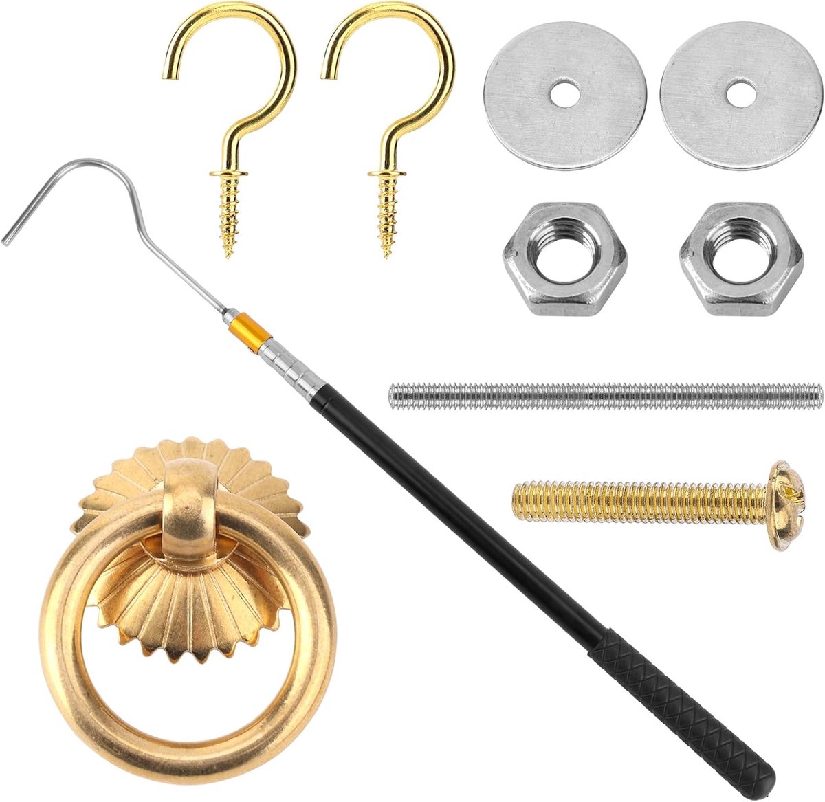 Allecto - Zolderladder Neerklapsysteem - Ladder Kit - Trekstang - Intrekbaar - Schroef - Schroefmoer - Gereedschap en Accessoires - Geschikt voor Zolder - Grijs Model