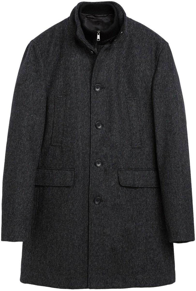 Next Mockgilet met visgraatmotief van wolmix en gewatteerde jas