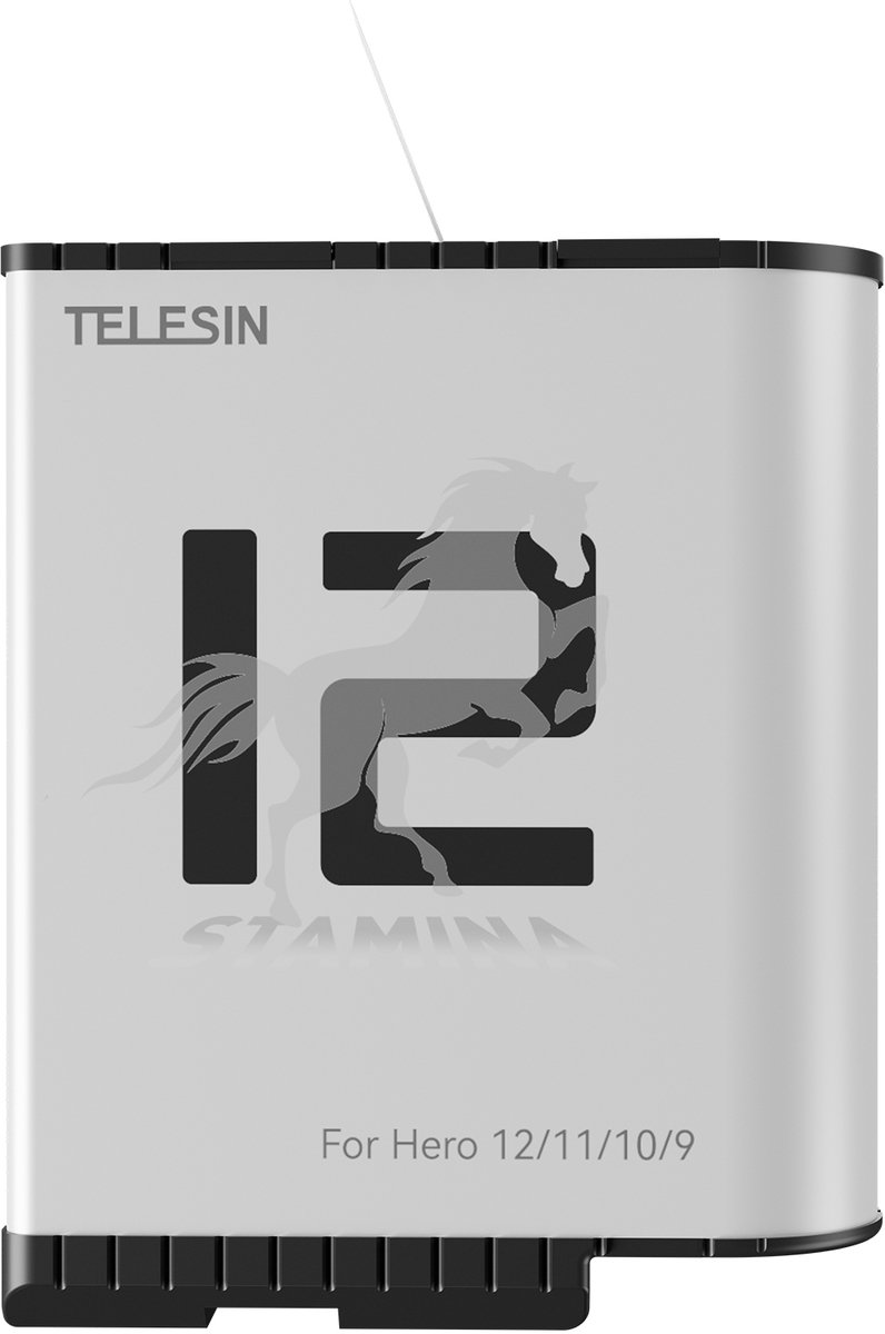 Telesin Stamina High Performance batterij GoPro 9/10/11/12 - 1750 mAh - Koudbestendig tot -20°C - Geen Foutmeldingen - Li-ion