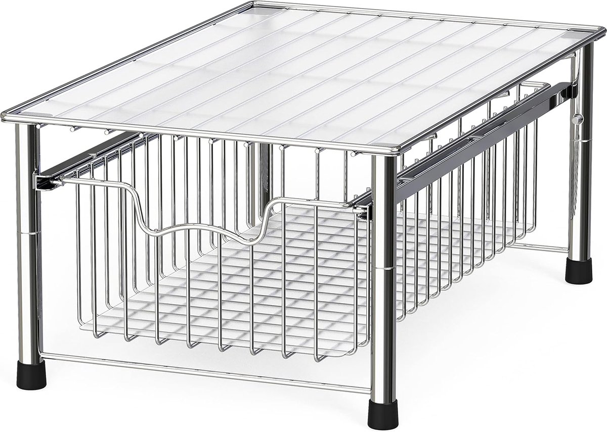 Opbergmand Lade - Kast Organizer - Keuken Organiseren - Stapelbaar Ontwerp - Chroom